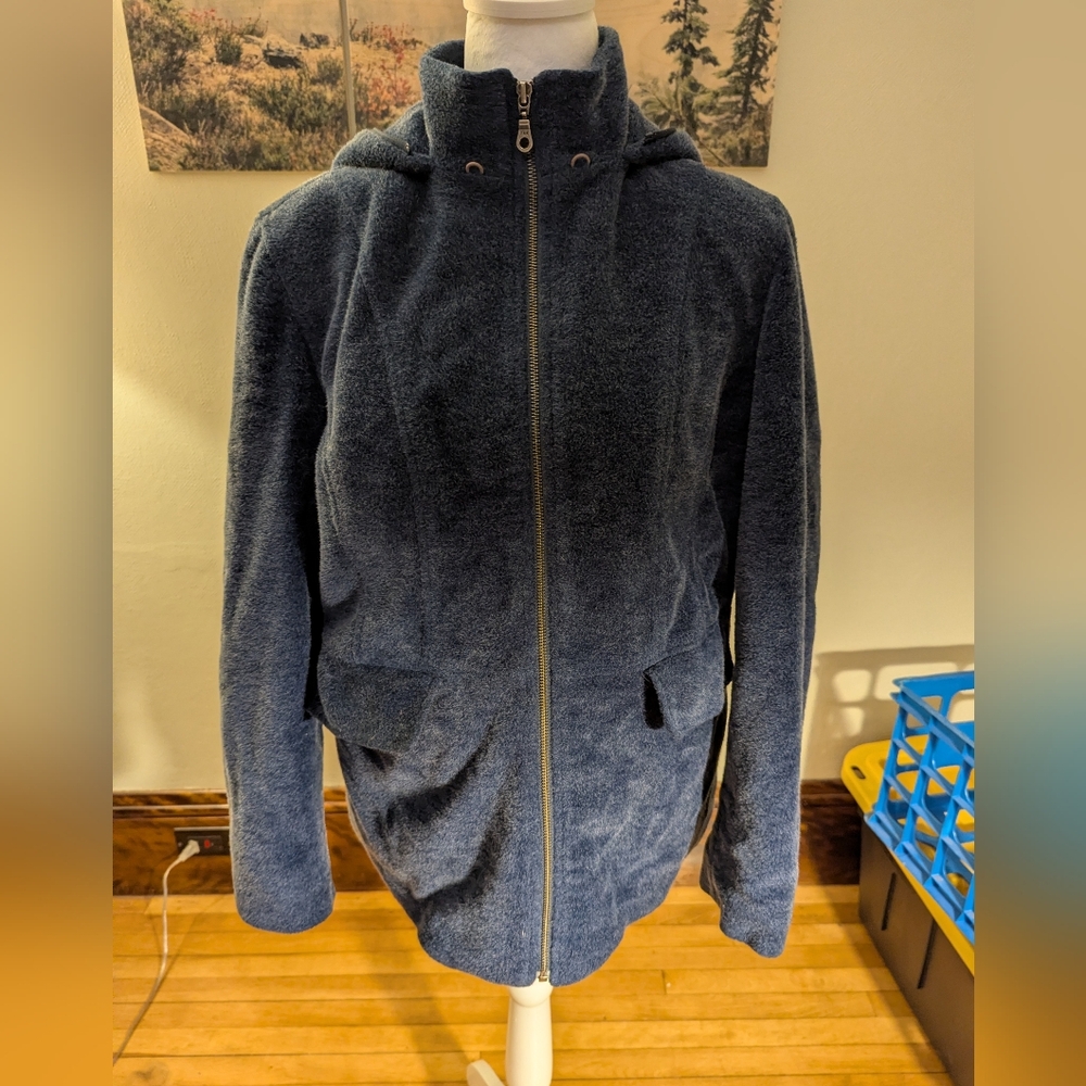 LL Bean Women's Blue Wool Blend Jacket, Size Large